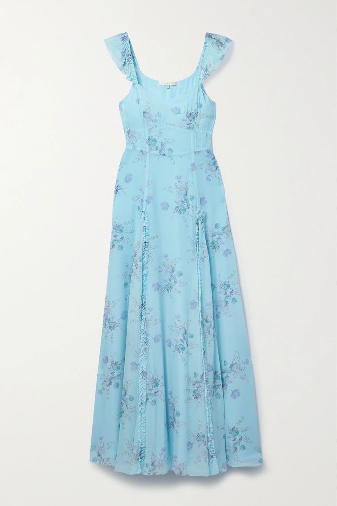 Tulonne Ruffled Floral-print Georgette Maxi Dress - Blue