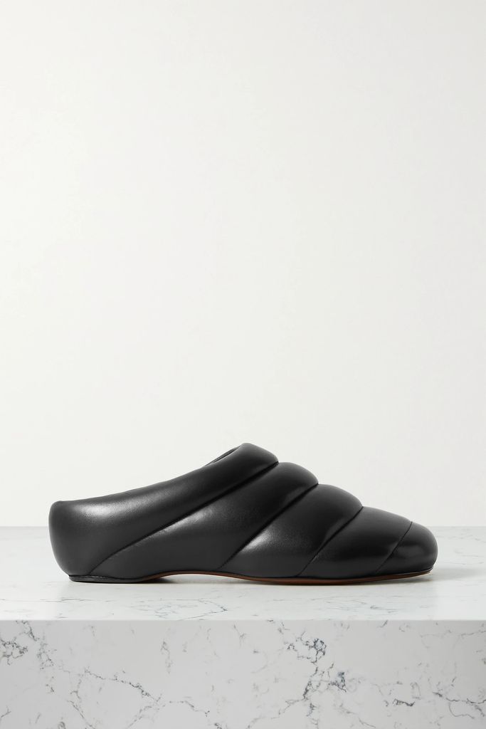 Rondo Quilted Leather Slippers - Black