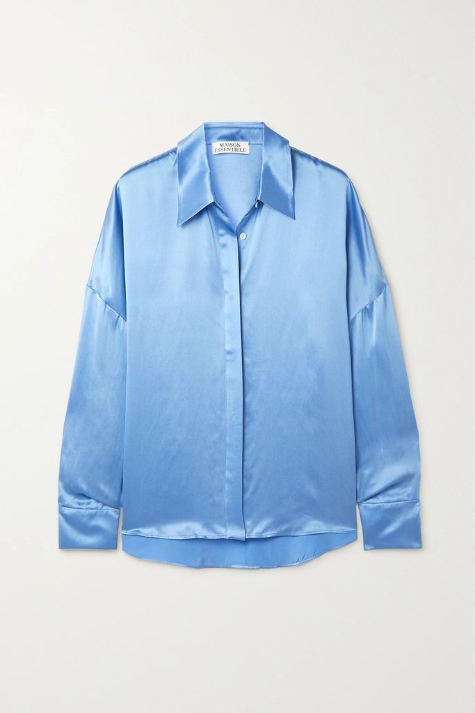 Lounge Silk-blend Satin Shirt - Light blue