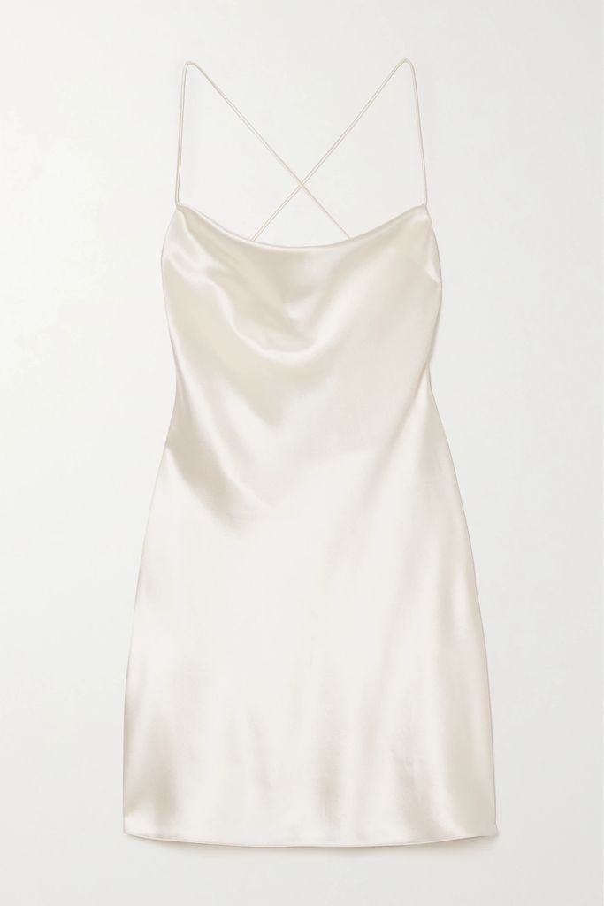 Open-back Silk-satin Mini Dress - White