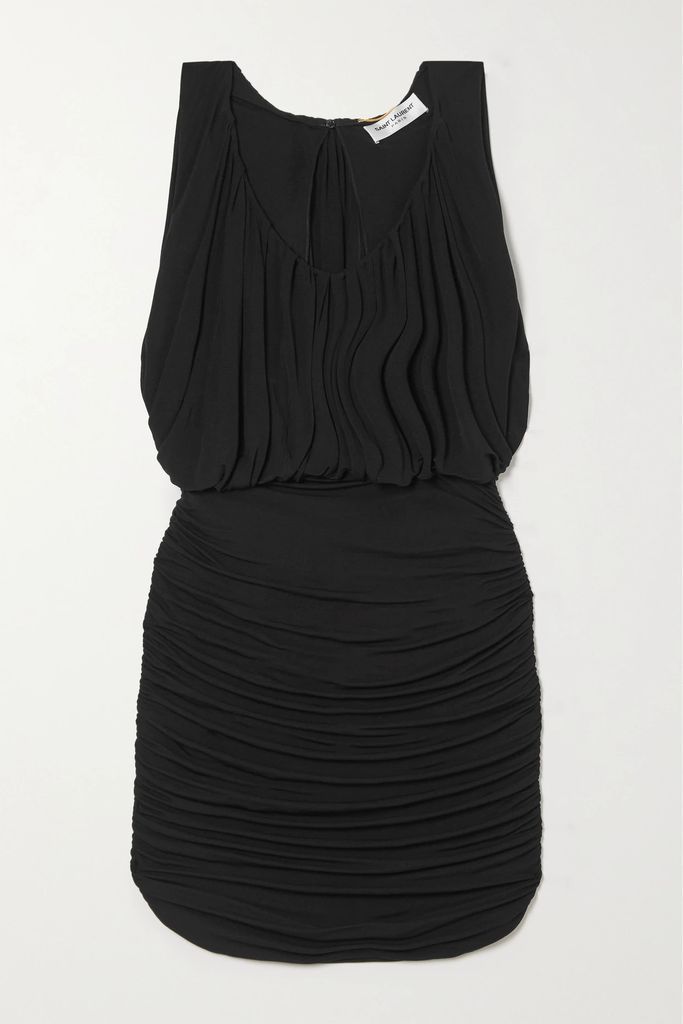 Gathered Jersey Mini Dress - Black