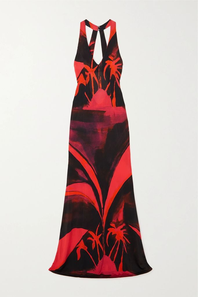 High Sea Open-back Printed Stretch-jersey Maxi Dress - Red