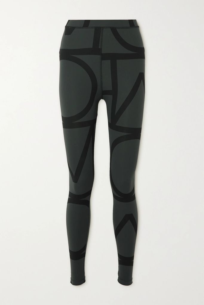 Printed Recycled Stretch-jersey Leggings - Black