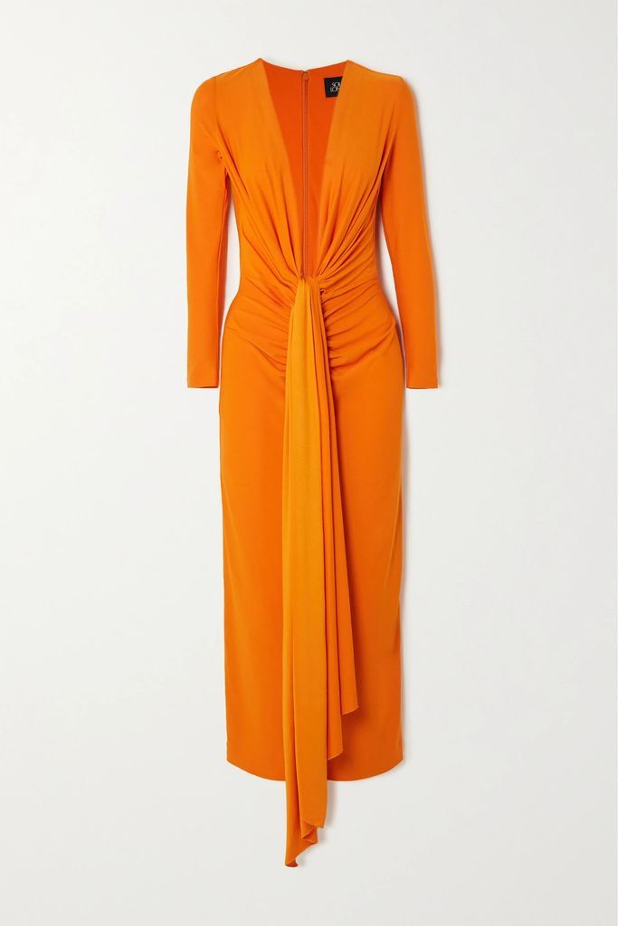 Lorena Knotted Stretch-crepe Midi Dress - Orange
