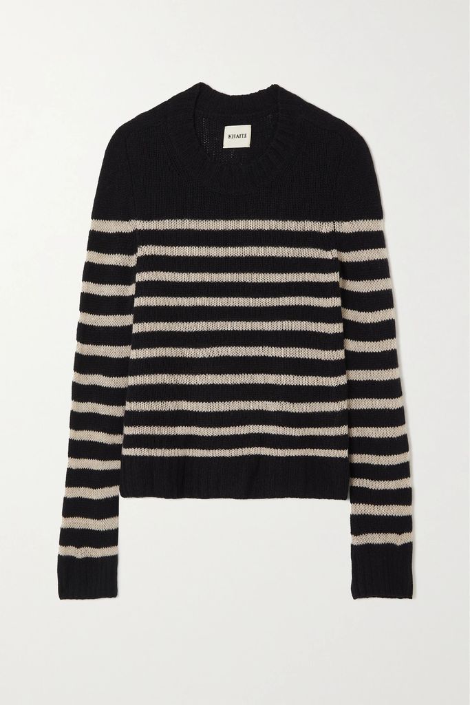Tilda Striped Cashmere Sweater - Black