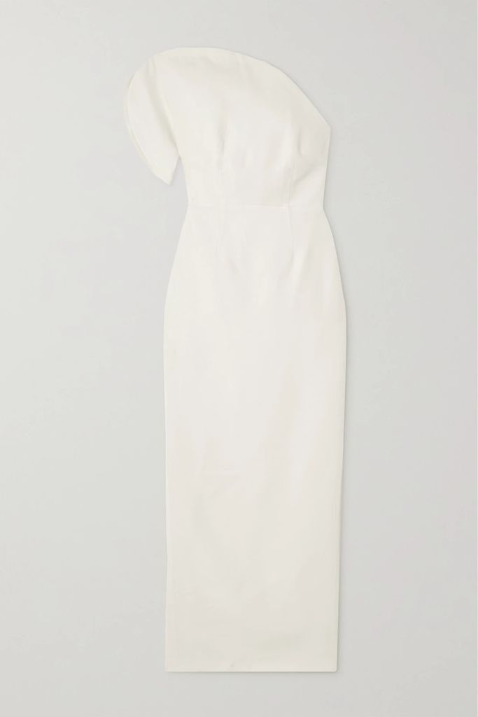 One-shoulder Wool And Silk-blend Gown - White