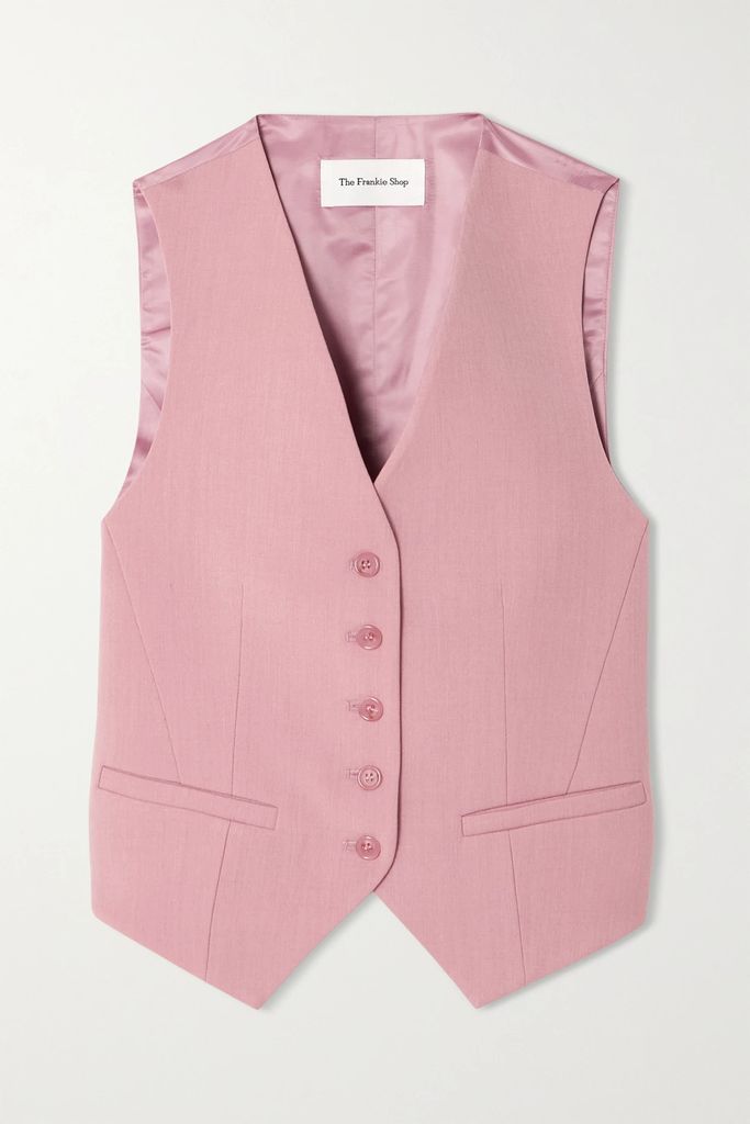 Gelso Satin And Grain De Poudre Tencel Lyocell-blend Vest - Pink
