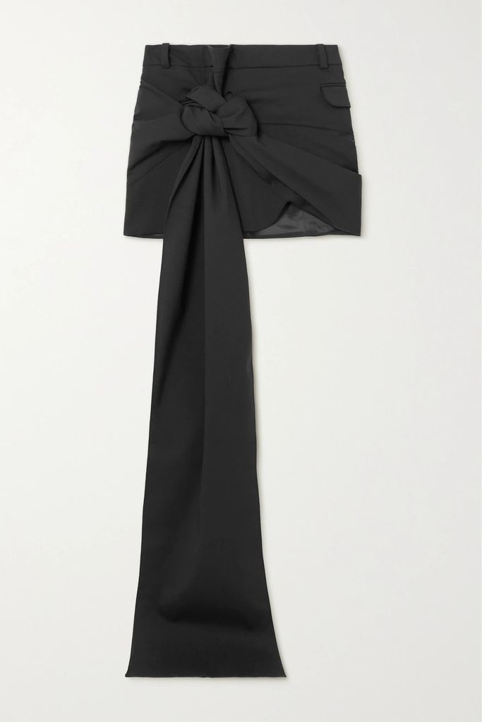 Baccala Knot-embellished Wool-blend Mini Skirt - Black