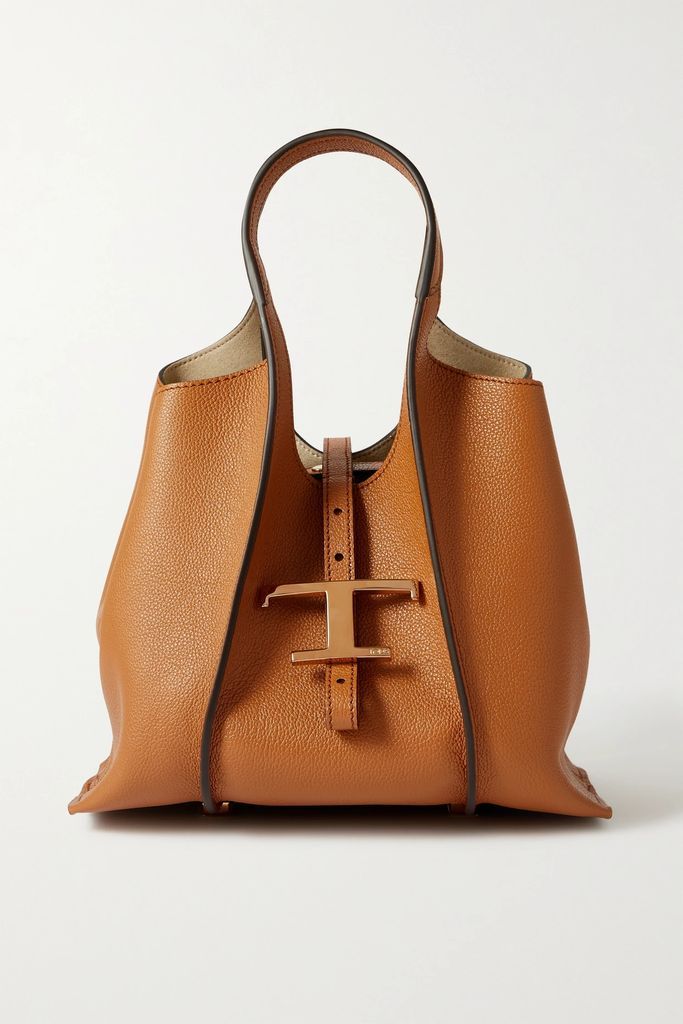 T Timeless Mini Textured-leather Tote - Camel