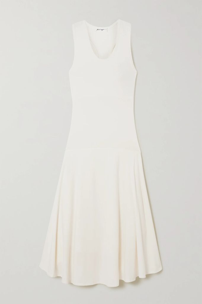 Cian Cutout Stretch-cotton And Modal-blend Jersey Dress - Off-white