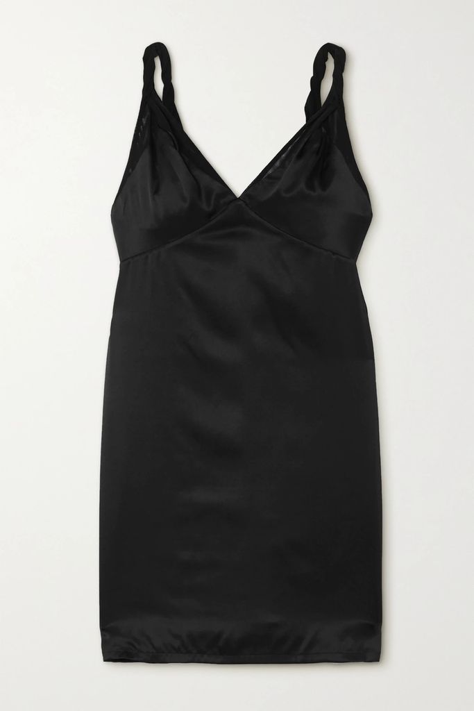 Laura Silk-satin And Stretch-tulle Mini Dress - Black