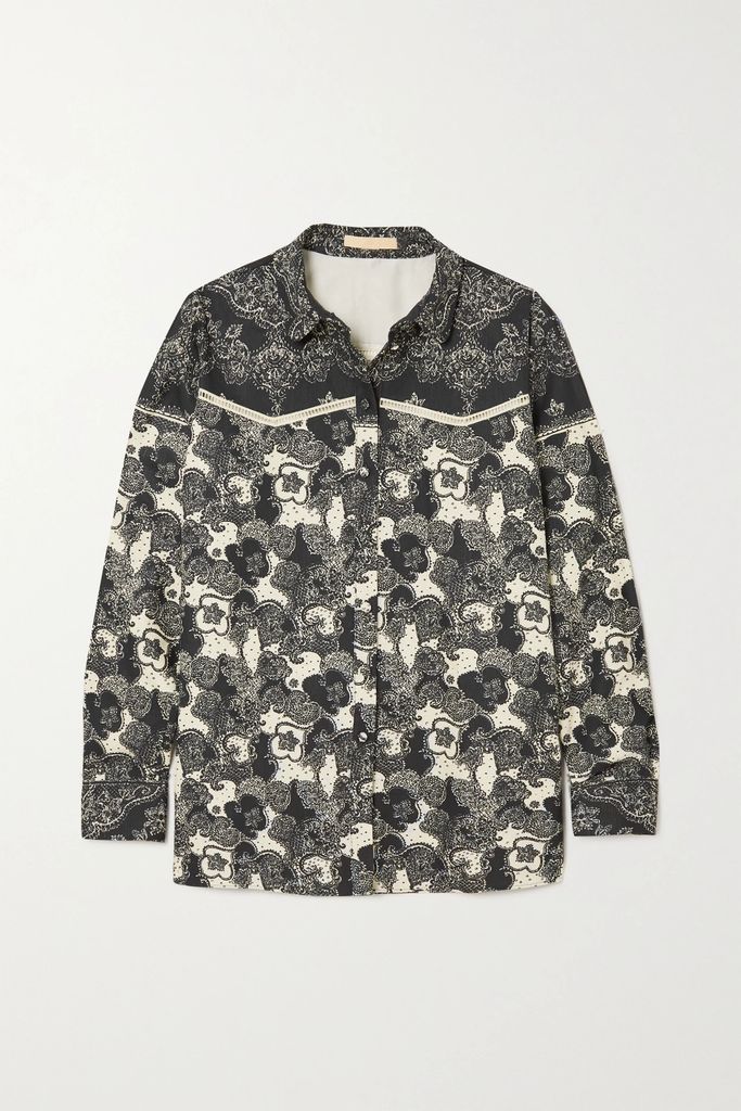 Tersia Paisley-print Linen And Cotton-blend Shirt - Black