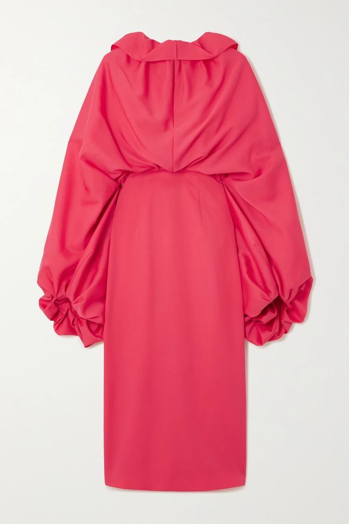 Tie-detailed Wool-crepe Midi Dress - Pink
