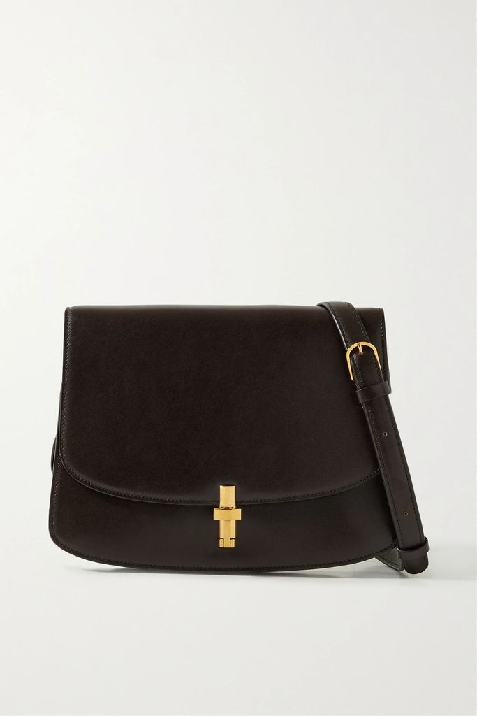 Sofia Leather Shoulder Bag - Dark brown