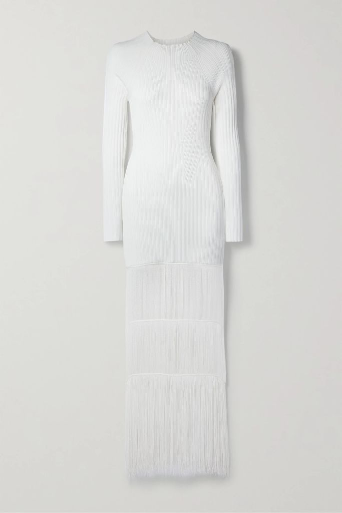 Cedar Fringed Ribbed-knit Maxi Dress - Ivory