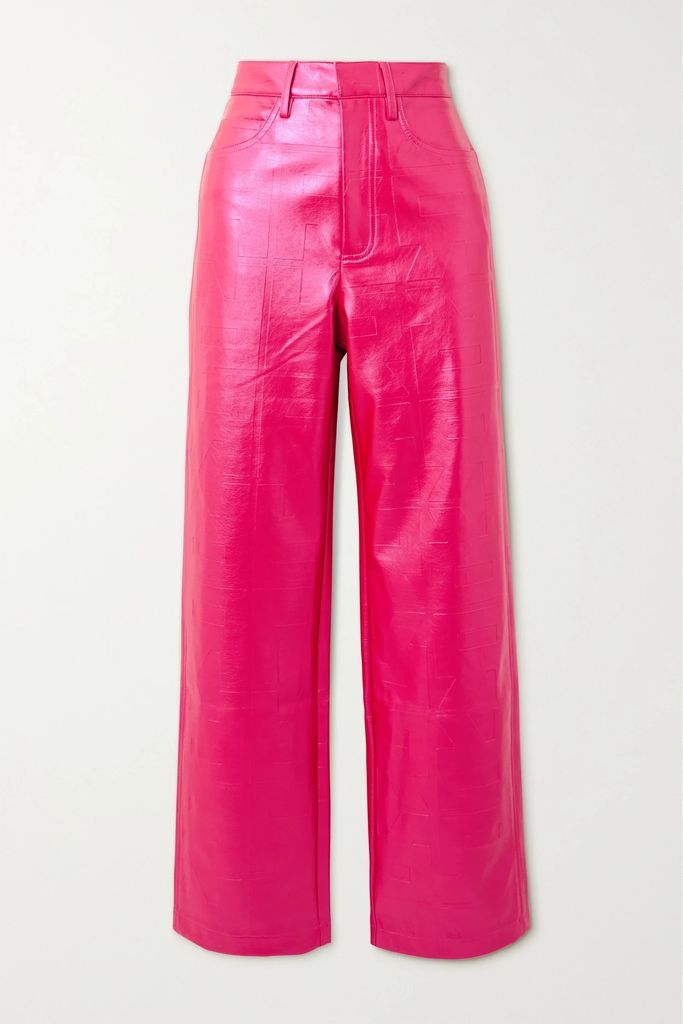 Rotie Embossed Recycled Faux Leather Straight-leg Pants - Pink