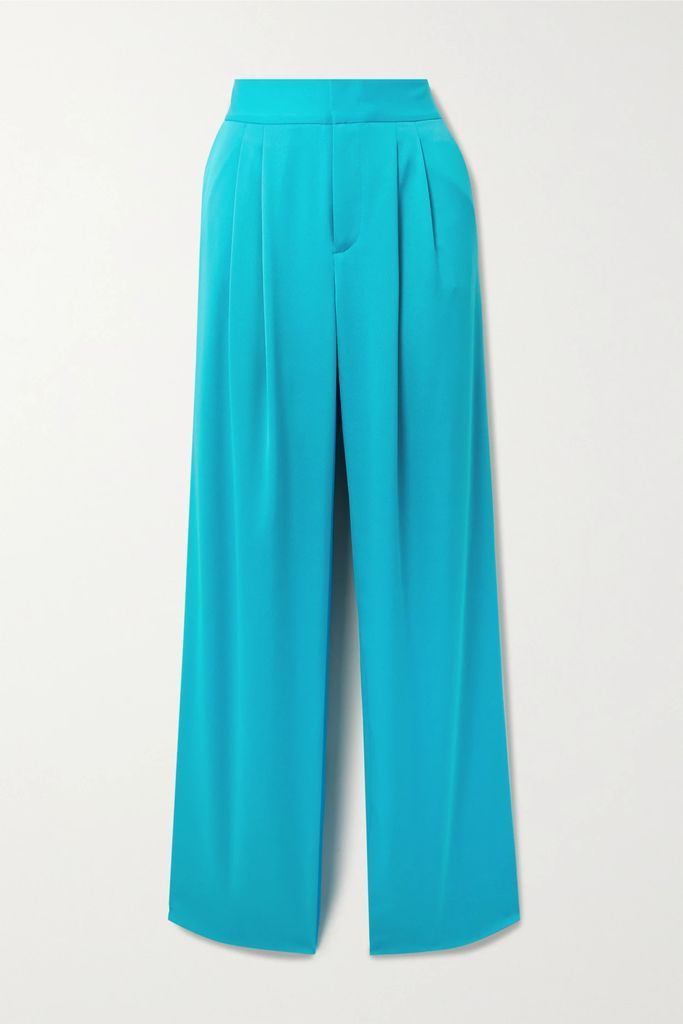 Atia Pleated Wide-leg Crepe Pants - Bright blue