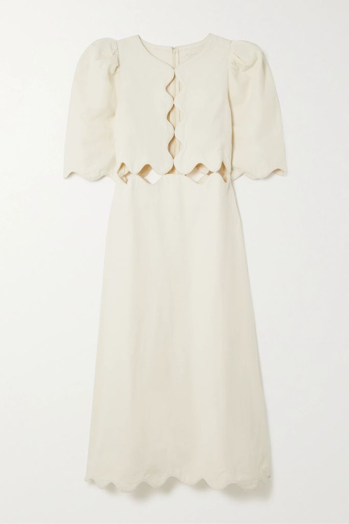 Leona Cut-out Cotton And Linen-blend Midi Dress - Off-white