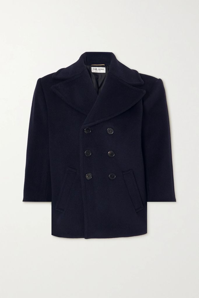 Oversized Double-breasted Wool Coat - Navy