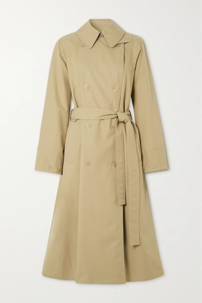 Double-breasted Cutout Cotton-gabardine Trench Coat - Tan