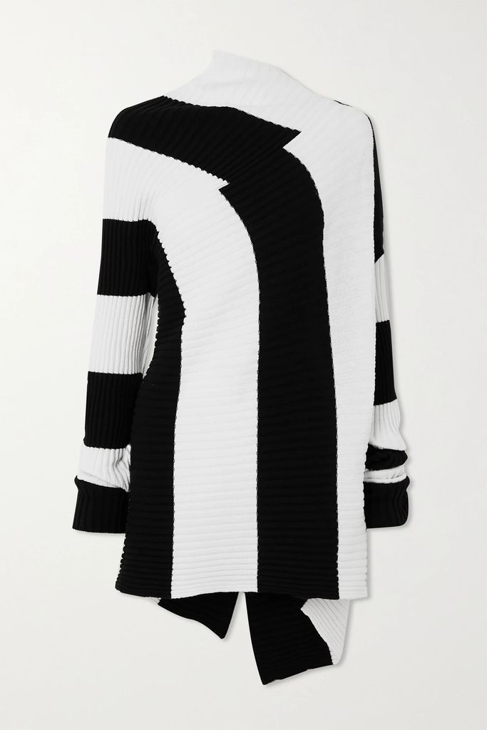Asymmetric Ribbed Recycled-cotton Sweater - Black