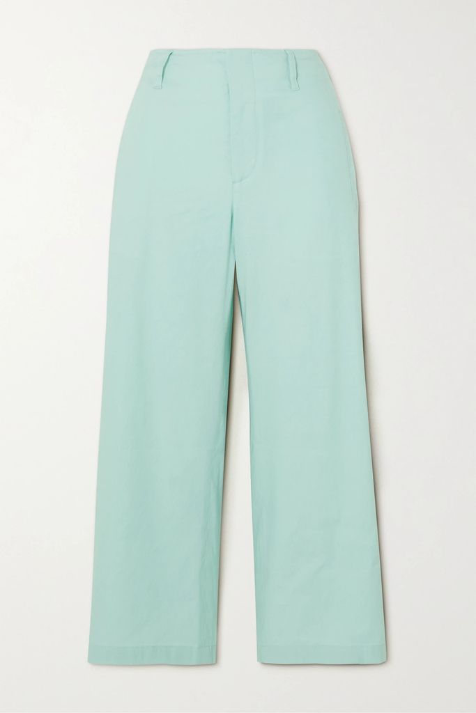 Dylan Cropped Linen-blend Wide-leg Pants - Mint