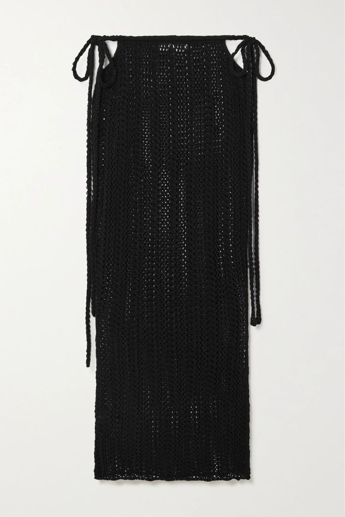 Celia Crocheted Pima Cotton Maxi Skirt - Black