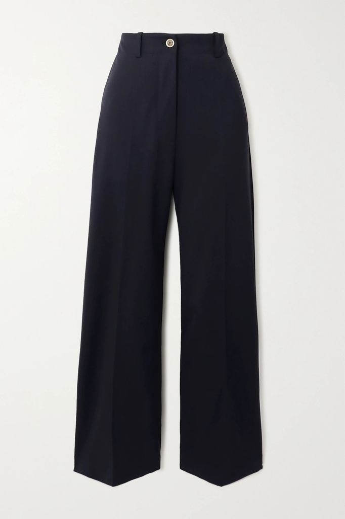 Stretch-wool Flared Pants - Navy