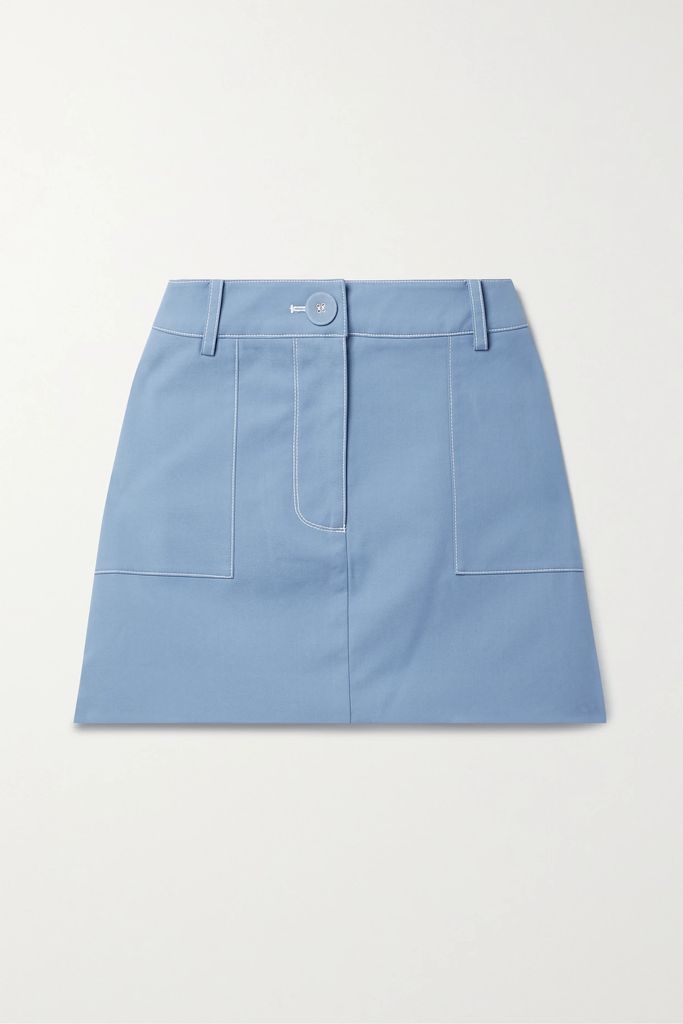 Shana Cotton-blend Twill Mini Skirt - Light blue