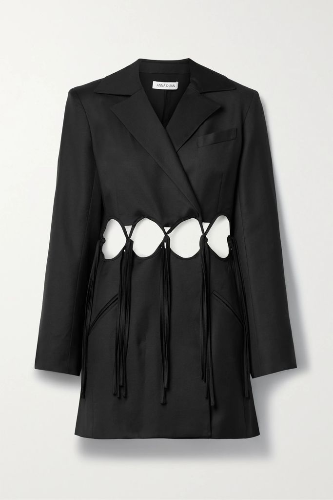 Audrey Cutout Wool-twill Mini Dress - Black