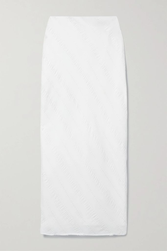 Paulina Cloqué Midi Skirt - White