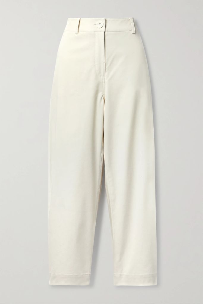 Ronnie Cotton-blend Twill Wide-leg Pants - Off-white