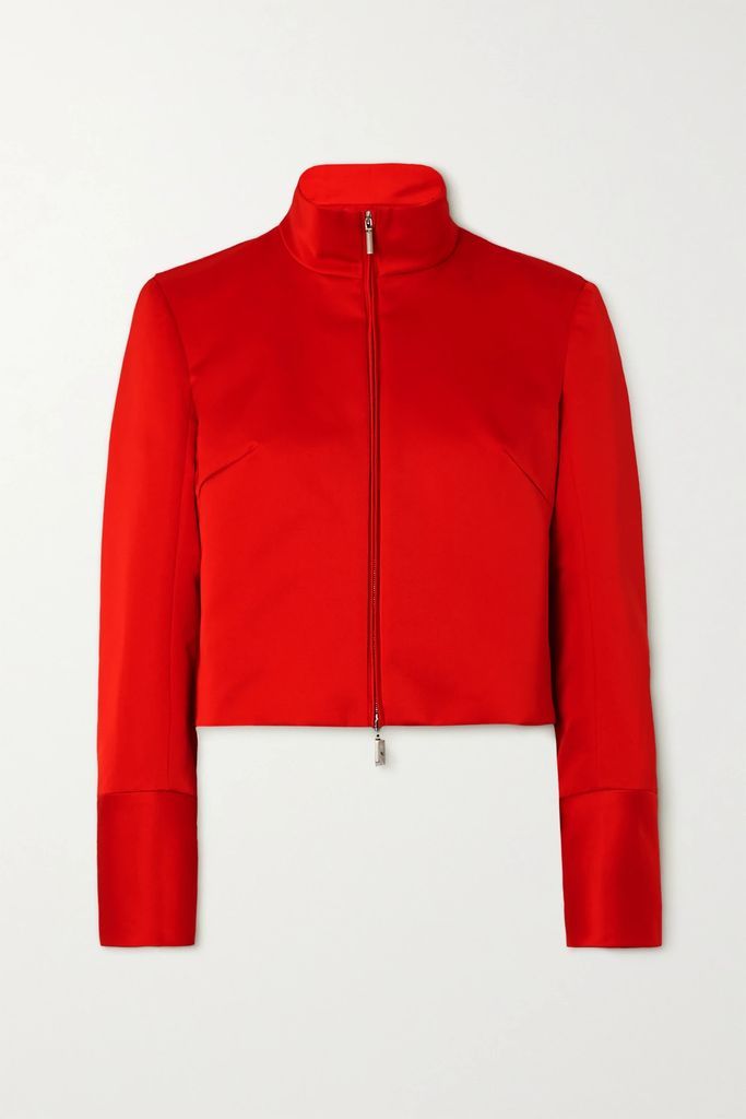 Cropped Duchesse-satin Jacket - Red