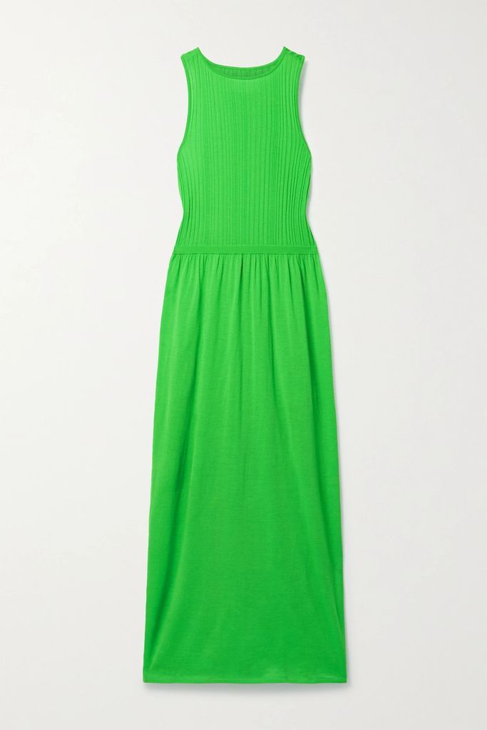 Ribbed Wool Maxi Dress - Bright green