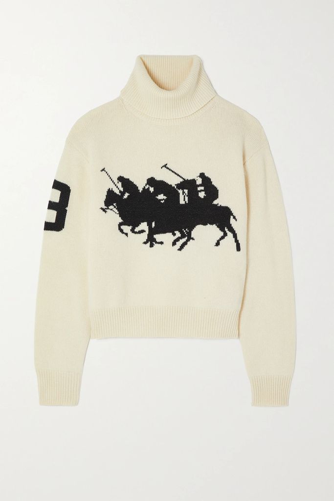 Intarsia Wool And Cashmere-blend Turtleneck Sweater - Cream