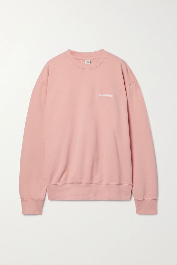 Embroidered Cotton-jersey Sweatshirt - Pink