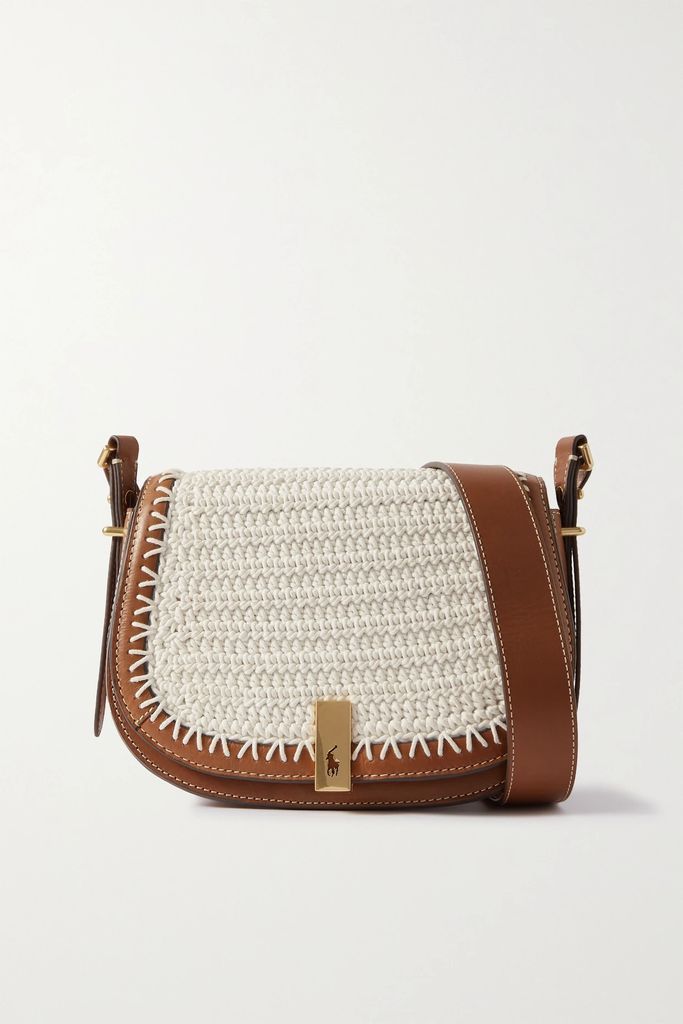 Polo Id Crocheted Cotton And Leather Shoulder Bag - Cream