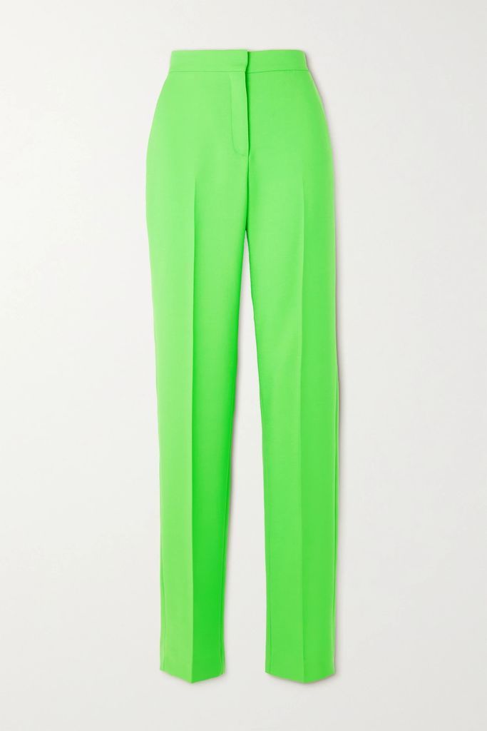 Neon Grain De Poudre Wool And Mohair-blend Slim-leg Pants - Bright green