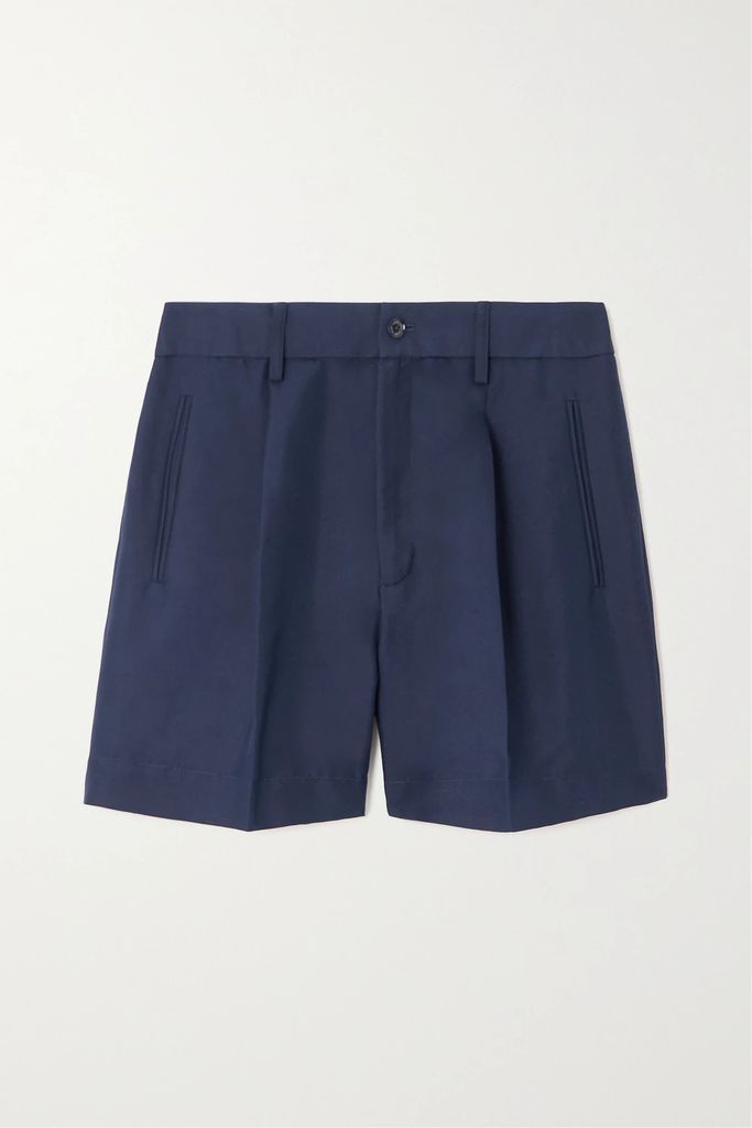 Tracy Pleated Silk Shorts - Navy