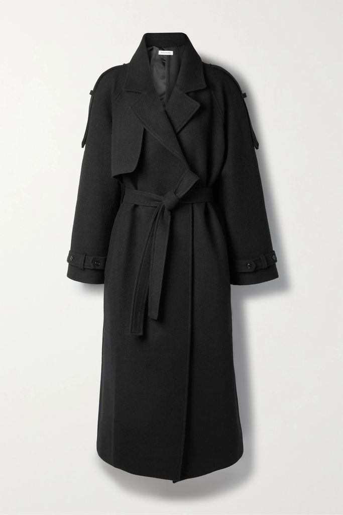 Suzanne Belted Wool-blend Felt Trench Coat - Black
