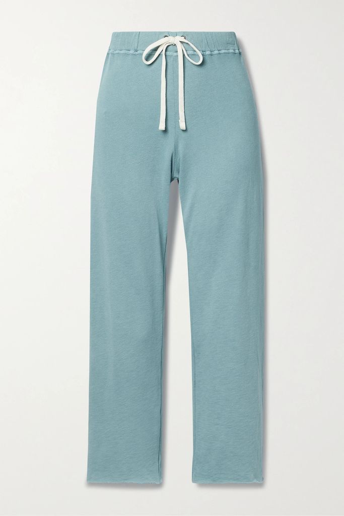Cropped Supima Cotton-terry Track Pants - Mint