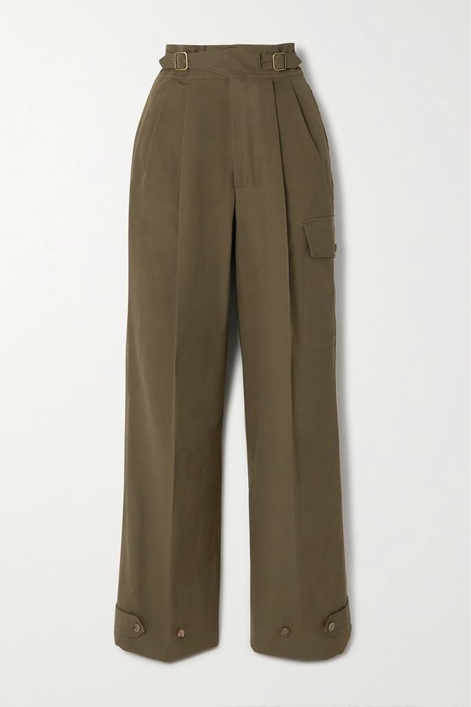 Cotton-twill Tapered Cargo Pants - Green
