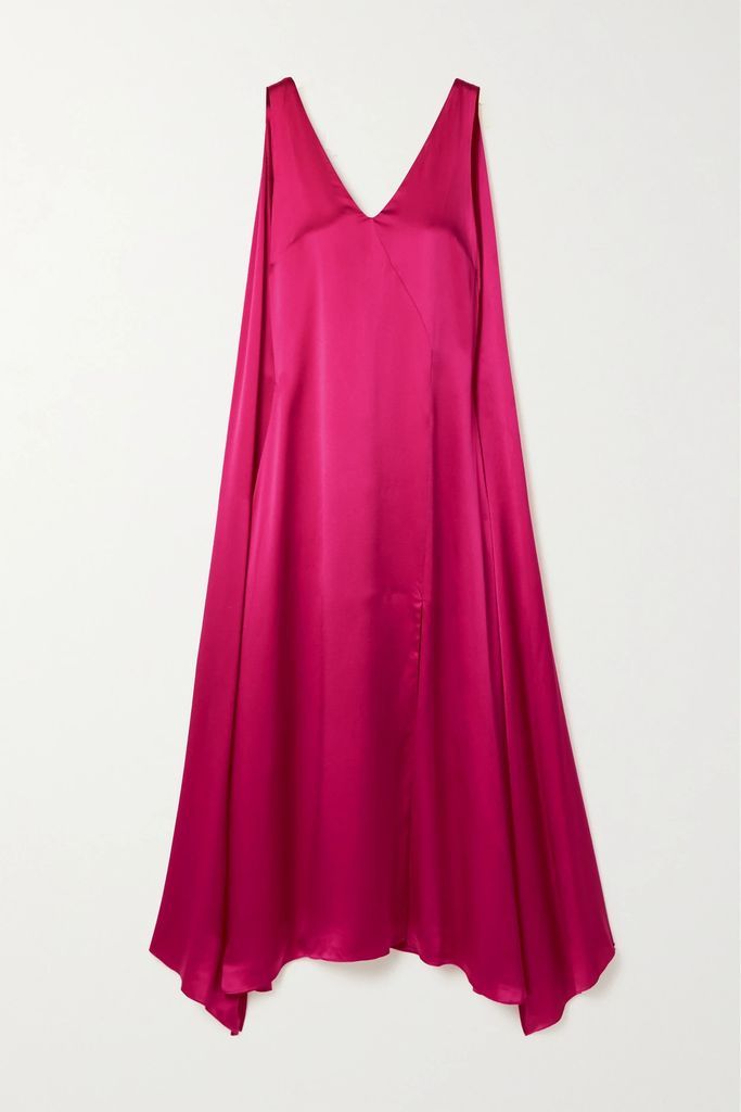 + Net Sustain Draped Organic Silk-satin Midi Dress - Pink