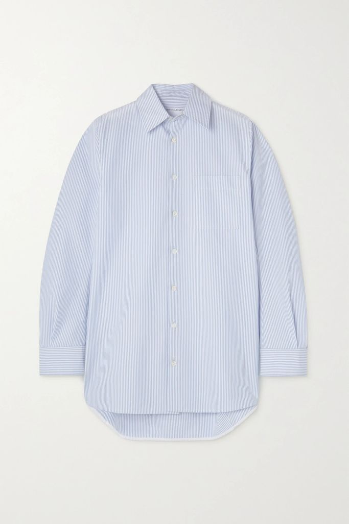 Oversized Striped Cotton-poplin Shirt - Blue
