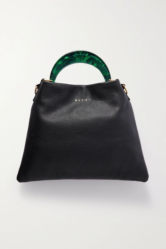 Venice Small Textured-leather Tote - Black