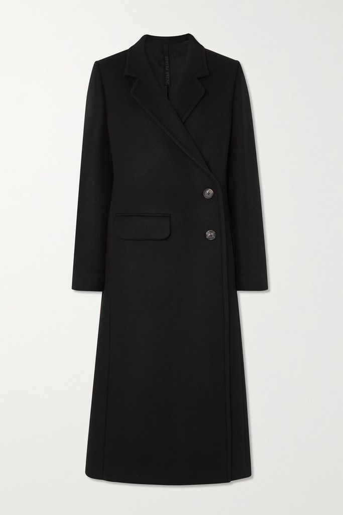 Max Asymmetric Wool-felt Coat - Black