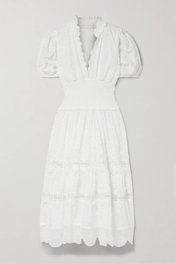 Torrente Guipure Lace-trimmed Broderie Anglaise Cotton-voile Midi Dress - White