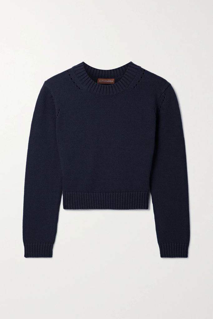 Kimya Cropped Cotton-blend Sweater - Blue