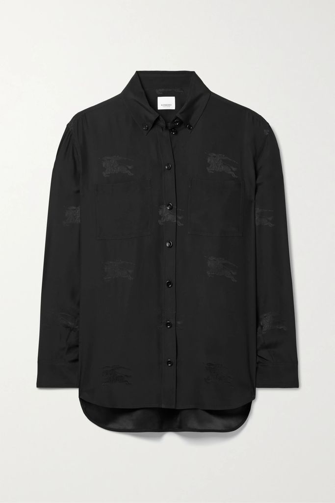 Silk-satin Jacquard Shirt - Black