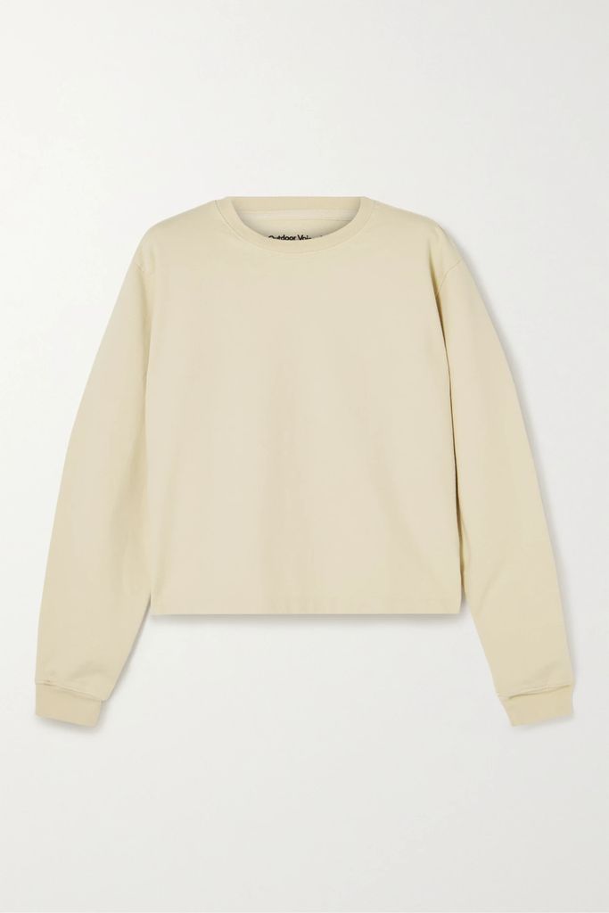 Cropped Cotton-jersey Sweatshirt - Beige